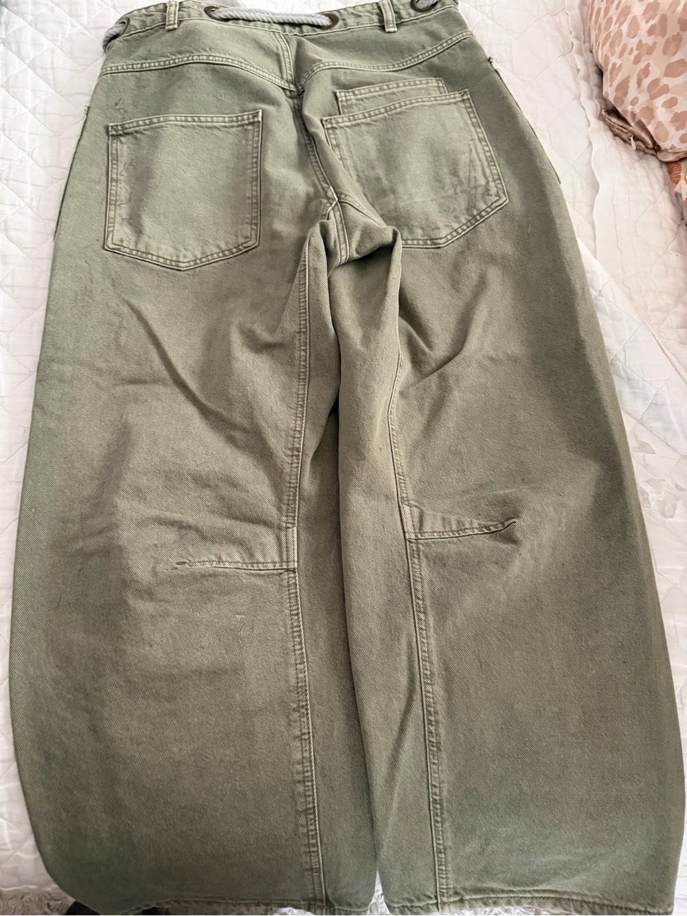 We The Free Olive Green Patchwork Cargo Jeans - Picture 2 of 4